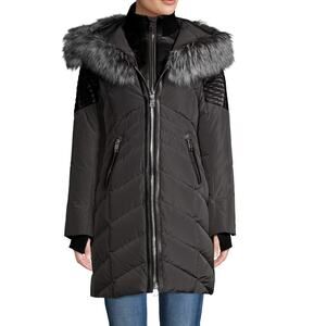 Series by Nicole Benisti Cortina Leather
& Fox Fur Trim Down Jacket Size Small